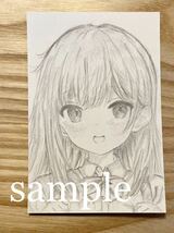 オリジナル　手描きイラスト　女の子 【ハガキサイズ】鉛筆画 ラフ　FB_画像2
