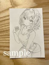 オリジナル　手描きイラスト　女の子 【ハガキサイズ】鉛筆画 ラフ　310ND_画像2