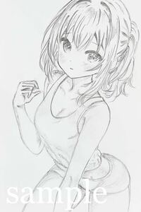 オリジナル　手描きイラスト　女の子 【ハガキサイズ】鉛筆画 ラフ　310ND