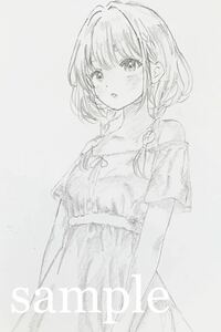 オリジナル　手描きイラスト　女の子 【ハガキサイズ】鉛筆画 ラフ　310SD