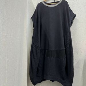 【美品♪】c17 萠　MOYURU モユル　半袖ロングワンピース センソユニコ　M〜L ゆったりシルエット♪ コットン100% 黒　クリーニング済