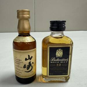 B2720(042)-148/AS3000　【千葉県内のみ発送】酒　２本まとめ ミニボトル SUNTORY WHISKY 山崎 12年 43％50ml/Ballaantine's 12年 43％50ml