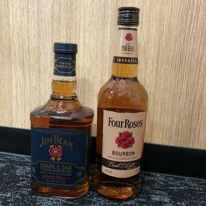 【未開栓】ウイスキー バーボン JIM BEAM ジムビーム ダブルオーク 700ml 43%/Four Roses フォアローゼス700ml 40% 2本まとめ セット