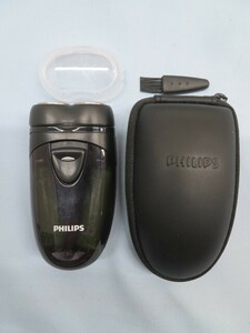 ■PHILIPS PQ209 電気シェーバー フィリップス メンズシェーバー コンパクトサイズ ポーチ 外刃 電池付き 動作品 92506■！！