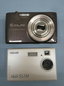 2台セット/1210万画素/35万画素★CASIO/Maxell EX-Z400/WS30 コンパクトデジタルカメラ EXILIM SLIM カシオ マクセル ジャンク 93003②★！