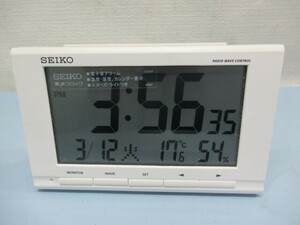 ■SEIKO SQ789W デジタル置時計 ホワイト セイコー 目覚まし時計 電波クロック 電池付き 動作品 92423■！！