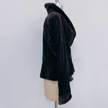 3C073 nakamura fur ナカムラファー 毛皮ジャケット ブラック系 着丈53 身幅48 肩幅41 袖丈62（全て約cm）素人採寸 レディース_画像2
