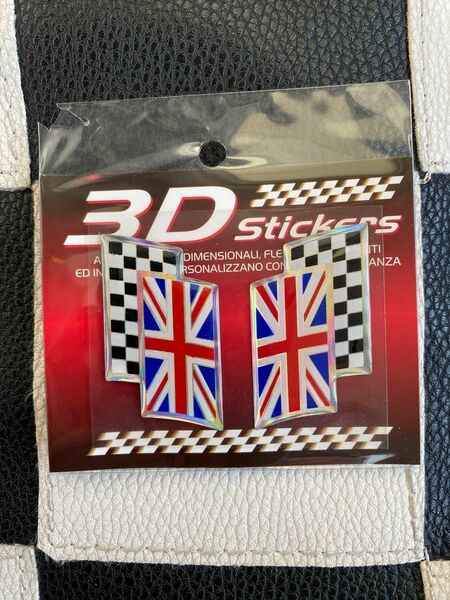 3Dステッカー 2個セットチェッカーフラッグ イギリス国旗