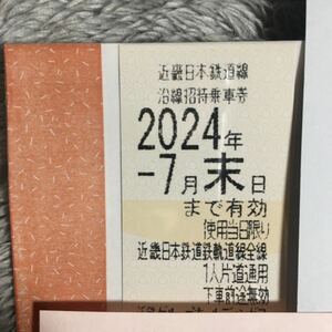 【最新】近鉄 株主優待券 乗車券1枚　ミニレター対応63円　近畿日本鉄道　有効期限2024年7月31日まで　近鉄グループ