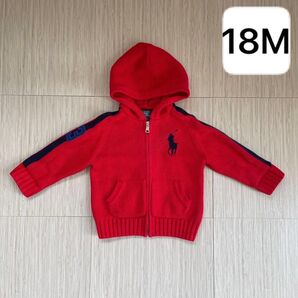 ラルフローレン ポロ ベビー ニット パーカー フード 赤 レッド 18m ビッグポニー