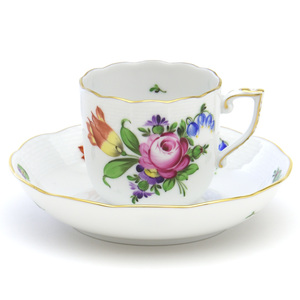 Art Auction Taza y platillo de café Herend Ramo de tulipanes (BT-1) Taza de moca de porcelana pintada a mano Vajilla occidental Plato de tazón de café con estampado floral Hecho en Hungría Nuevo Herend, utensilios de té, taza y plato, Taza de café