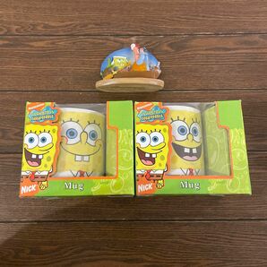 ほぼ未使用　06s vintage SPONGE BOB スポンジボブ　マグカップ×2 置き物　セット