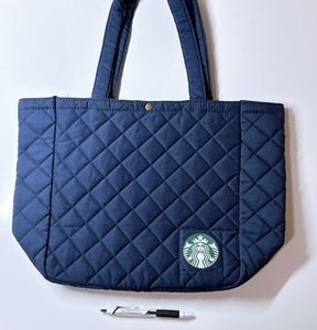 ◆STARBUCKS/スターバックス/キルティングトートバッグ/ネイビー/未使用美品