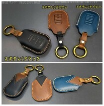 新品即決.送料無料 ホンダ 紺本革 レザー ツートン スマートキーケース キーカバー ヴェゼル RV3 RV4 RV5 RV6 シビック ZRV ステップワゴン_画像4