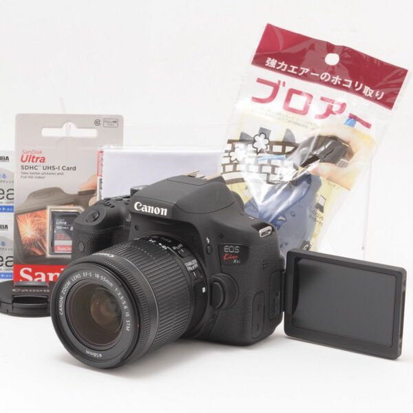 並品 Canon キヤノン Eos Kiss X8i レンズキット SDカード32ｷﾞｶﾞ、おまけ付 デジタル一眼レフ