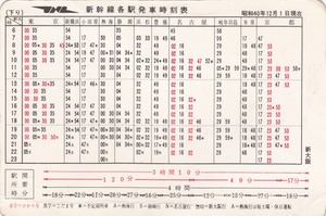 【国鉄】S40.12.1　新幹線各駅発車時刻表