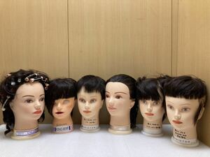 YK6502 カットウィッグ 6体セット　ヘアカット カット マネキントレーニング ヘアカラー 研修 美容師 練習用 中古現状品 現状品　