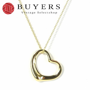  used Tiffany necklace Open Heart L sa* Pele tiK18YG approximately 5.5g Gold pendant jewelry lady's woman 