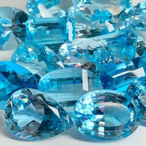 ［天然ブルートパーズ17点おまとめ 200ct］A ルース 裸石 宝石 ジュエリー jewelry blue topaz DI0 ①