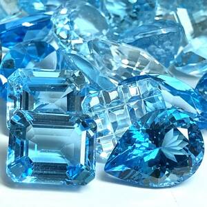 大量!!［天然ブルートパーズおまとめ 200ct］M ルース 裸石 宝石 ジュエリー jewelry blue topaz DF0 