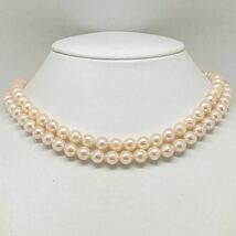 ［アコヤ本真珠ネックレス2点おまとめ］A 約76g 約7.5mm 珠パール pearl necklace accessory jewelry シルバー silver DA0 ④_画像1