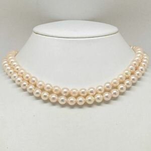 ［アコヤ本真珠ネックレス2点おまとめ］A 約76g 約7.5mm 珠パール pearl necklace accessory jewelry シルバー silver DA0 ④