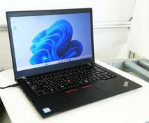 Lenovo ThinkPad T480s Core i5 8250U メモリ16GB 新品SSD M.2 SATA256GB Windows11 Pro 64bit バッテリー不可 文字消え有【H24032614】_画像1