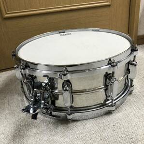 深さ5.5インチ ステンレス中古スネアドラム タマ TAMA MADE IN JAPAN 14インチ口径 上下ダイキャストリムの画像2