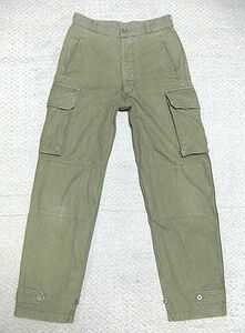 美品:WORKERS(ワーカーズ).フレンチ カーゴ パンツ XS(M-47/フランス軍/French Cargo Pants/ミリタリー/W76股下76/ダブルニー/岡山 デニム)