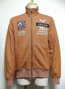 新品同様:AVIREX.スウェット フライト ジャケット L(STAND ZIP MELANGE SWEAT 74th FIGHHTER SQUADRON/Wジップ/肩49幅54丈68/ブルゾン)