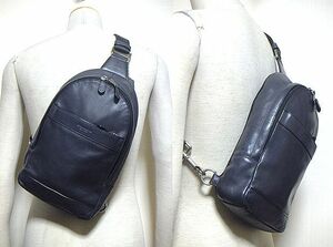 COACH(コーチ).レザー ボディバッグ(F54770/濃紺/Charles Pack/チャールズ パック/上質.牛革/Wジップ開/H33W20D7/ショルダーバッグ)