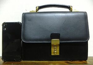 NAKAZAWA( middle . bag ). leather Mini briefcase ( fine quality. cow leather / dial lock pills / purse combined use /2 layer storage part /H20W26D7.5/ business / handbag / Aoki bag )