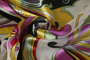 ♪インポート特集◆イタリア製シルクレーヨンオパールプッチー風マーブルプリント マルチ 巾：110cm♪5m[8648]25