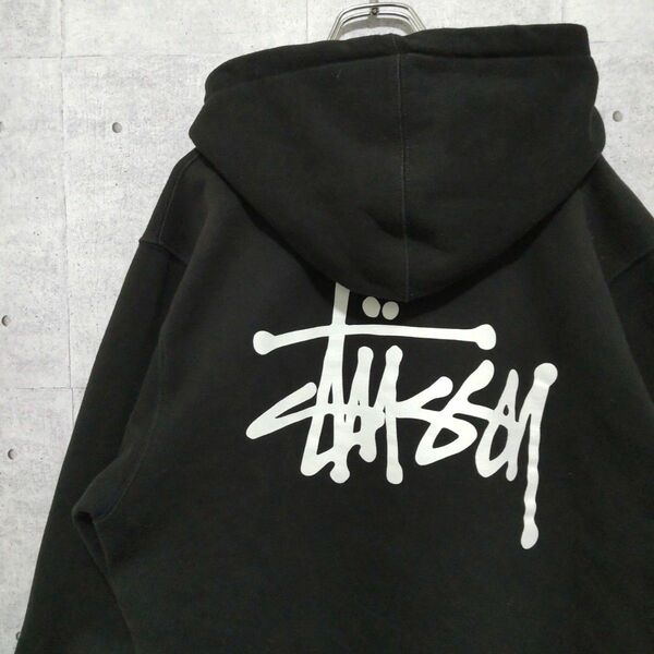 STUSSY ステューシー パーカー ブラック M デカロゴ 