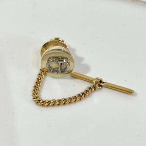 【美品】 正規品 クリスチャン ディオール Christian Dior ラペルピン 襟章 スーツ ゴールド CD アクセサリー フォーマル ビジネス