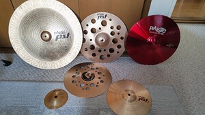 【6枚セット】paiste エフェクト　スタック　重ね　シンバル パイステ　ハイハット Crash splash china スプラッシュ　チャイナ