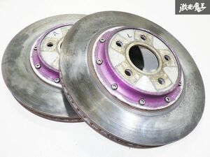 社外 M35 ステージアにて使用 フロント 2ピース ブレーキ ローター 左右 約323φ 約27.5mm 114.3 5H ハブ約68φ ベル取付間約182mm 棚15-4