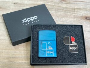 【未使用品】Zippo ジッポ ライター サファイア ピンズ付き セット 喫煙具 オイルライター【長期保管品】