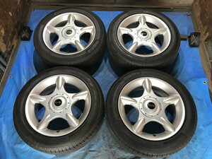 激安即決！タイヤ＋ホイール！MINI純正 アルミ 16-6.5J 4H/100 ET48 + 195/55R16 中古4本 ミニクーパー/国産コンパクトカー等！HM000871