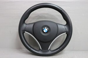 BMW 1シリーズ 116i 右ハンドル 後期 (UE16 E87 LCI) 純正 破損無 動作保証 ステアリングホイール ハンドル ホーンパット付 レザー p036039