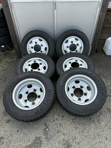 205/75R16 113/111N LT DUNLOP SP LT22 2022年製 6本セット TOPY製 ホイール付き 115-9TC 5穴　キャンター等