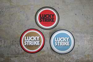 LUCKY STRIKE ラッキーストライク 大判ステッカー シール 直径30cm 3種類 3枚/タバコ 煙草 ノベルティ 販促 非売品 未使用 広告 企業ロゴ 