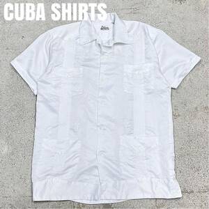 ＊7430 Patrini キューバシャツ　オープンカラー　ポリ　ホワイト
