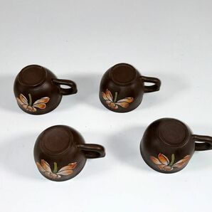 中国 北京 茶器セット 紫砂彩陶 ポット 急須 カップ 皿 プレートの画像4