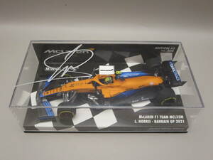 ミニチャンプス 1/43 マクラーレン MCL35M L.ノリス バーレーンGP 2021 直筆サイン入