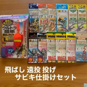 サビキ(5) 仕掛　飛ばし　サビキ　遠投　投げ　太ハリス　堤防　波止　海　ウキ　カゴ　アジ　サバ　イワシ　13点　まとめ売り