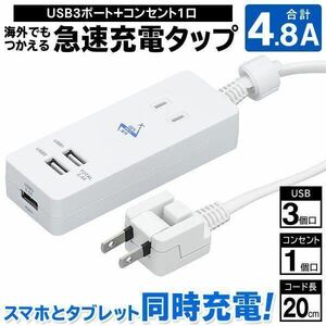 ☆2個セット　充電器　3ポート 1AC＋3USB 4.8A iPhoneスマホ YAZAWA