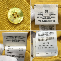 【超美品】エルメス 長袖 Vネックカーディガン マスタードイエロー カシミヤ50％ シルク50％ #38 Mサイズ 11679_画像8