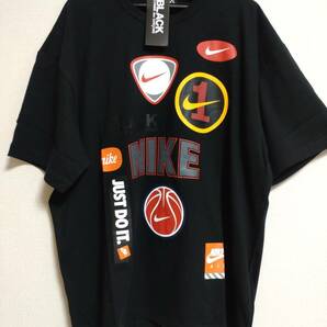 新品 2024SS ブラックコムデギャルソン×ナイキ BLACK COMME desGARCONS×NIKE ナイキプリントオーバーサイズ半袖Tシャツ(黒 S)の画像1