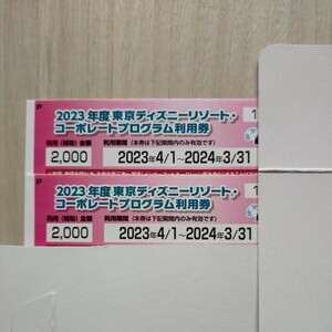 東京ディズニーリゾート コーポレートプログラム利用券　2000円補助×2枚